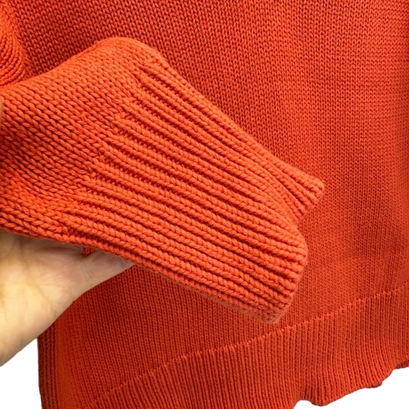 Workshop Republic Orange v-Neck Cotton Boxy Fit Sweater Size S - Picture 3 of 7